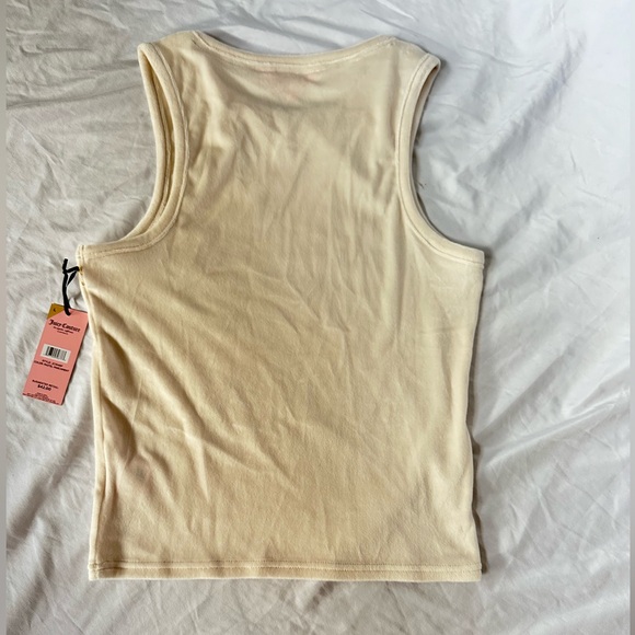 Pastel Parchment (Cream) Juicy Couture Bling Velour Tank and Bling Velour Pants - Picture 3 of 7